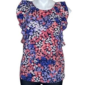 Juicy Couture floral ruffle sleeve top, small